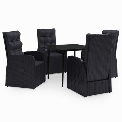 Set da Pranzo da Giardino 5 pz con Cuscini Nero | homemem39