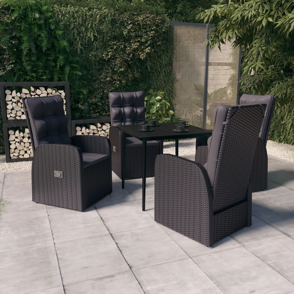 Set da Pranzo da Giardino 5 pz con Cuscini Nero | homemem39