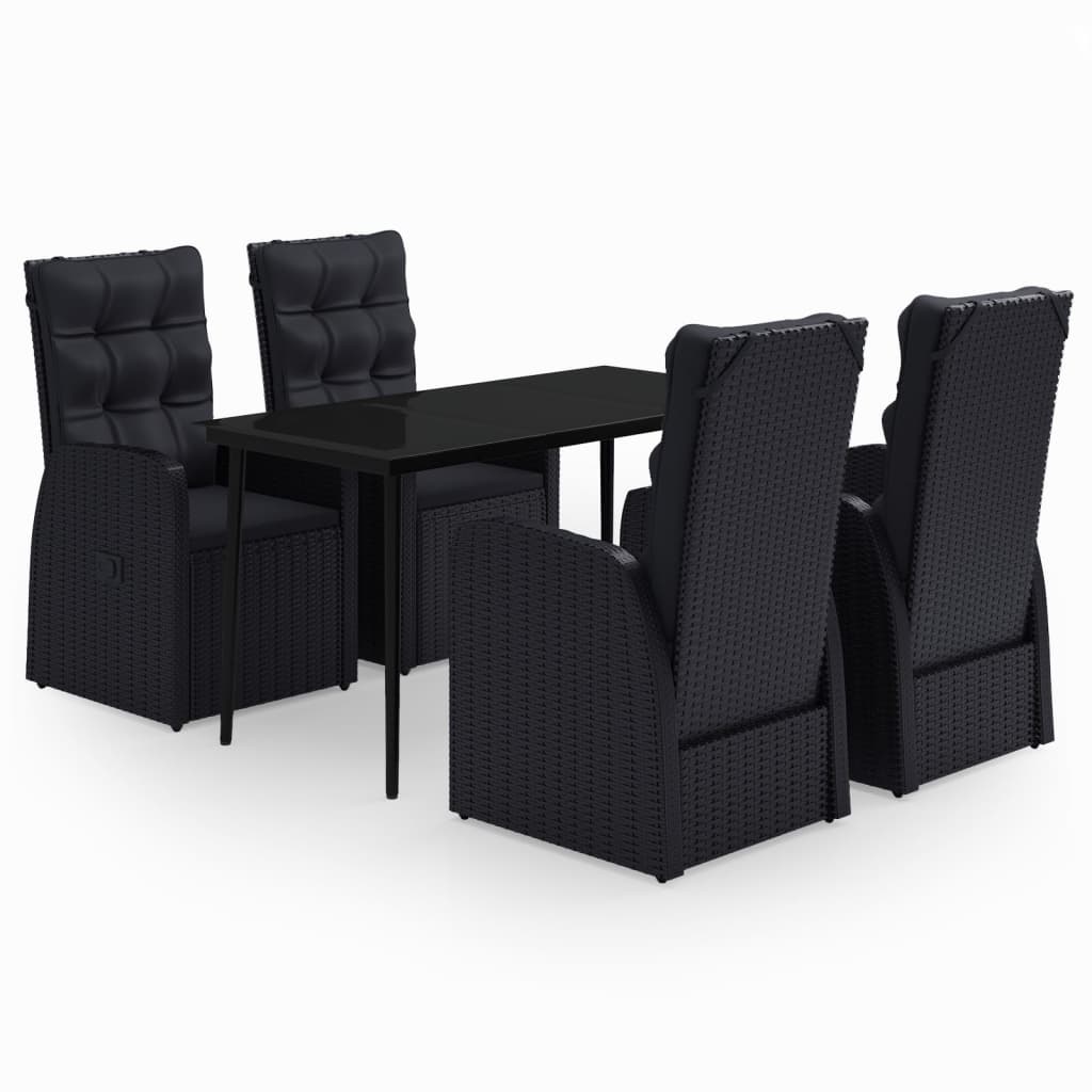 Set da Pranzo da Giardino 5 pz con Cuscini Nero | homemem39
