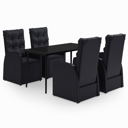 Set da Pranzo da Giardino 5 pz con Cuscini Nero | homemem39