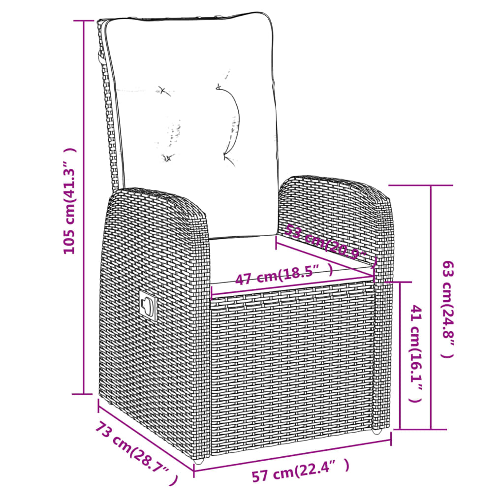 Set da Pranzo da Giardino 5 pz con Cuscini Nero - homemem39