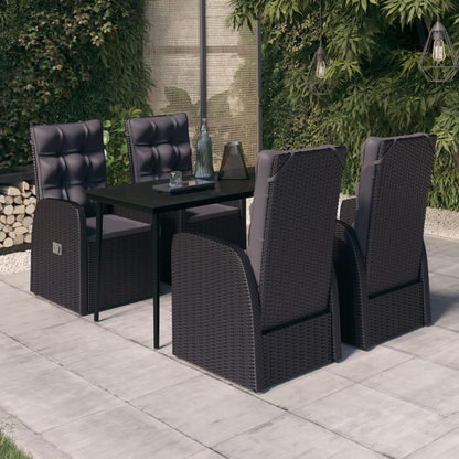 Set da Pranzo da Giardino 5 pz con Cuscini Nero - homemem39