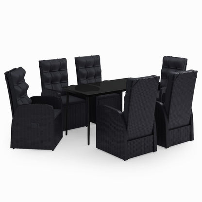 Set da Pranzo da Giardino 7 pz con Cuscini Nero | homemem39