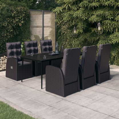 Set da Pranzo da Giardino 7 pz con Cuscini Nero - homemem39