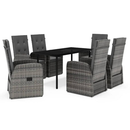 Set da Pranzo da Giardino 7 pz con Cuscini Grigio | homemem39