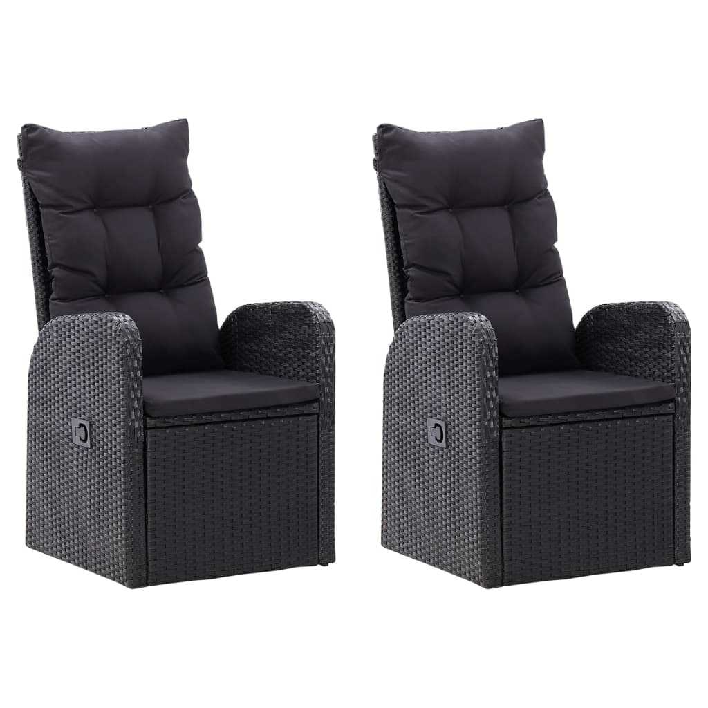 Set da Pranzo da Giardino 9 pz con Cuscini Nero