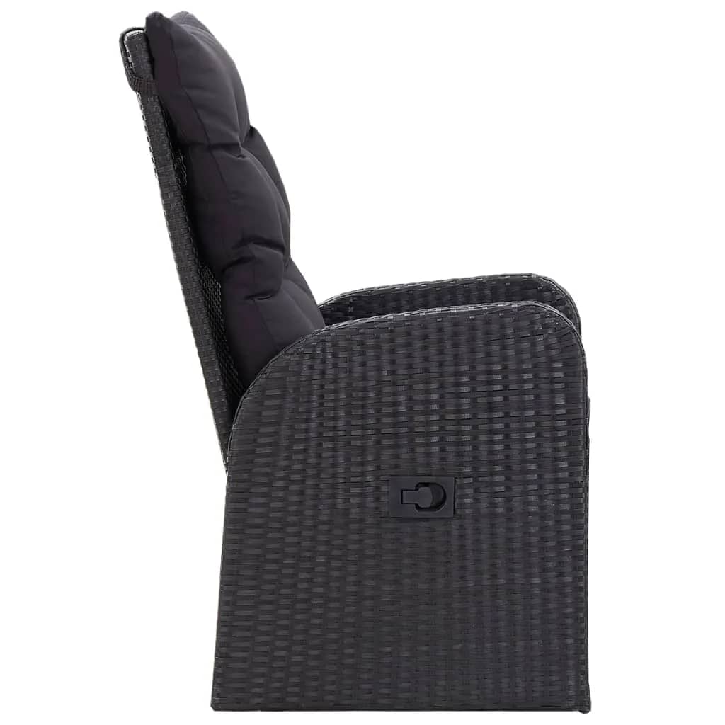 Set da Pranzo da Giardino 9 pz con Cuscini Nero - homemem39