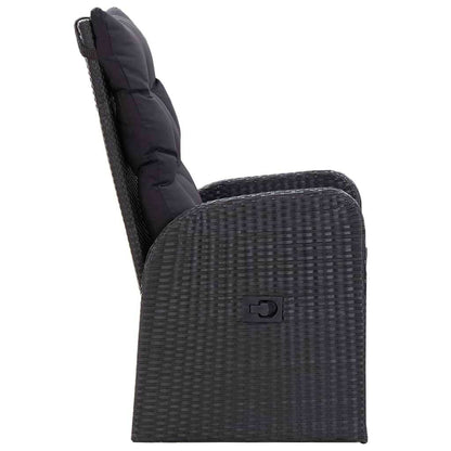 Set da Pranzo da Giardino 9 pz con Cuscini Nero