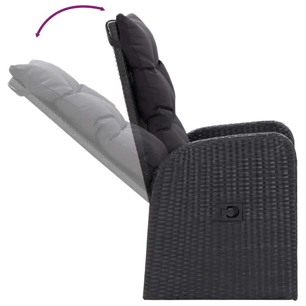 Set da Pranzo da Giardino 9 pz con Cuscini Nero | homemem39