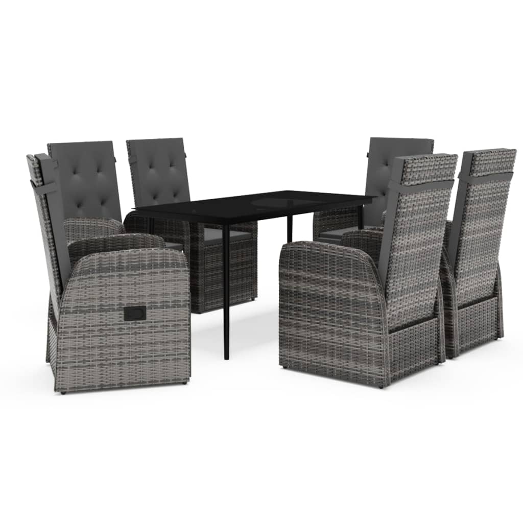 Set da Pranzo da Giardino 7 pz con Cuscini Grigio | homemem39