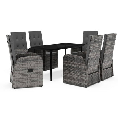 Set da Pranzo da Giardino 7 pz con Cuscini Grigio | homemem39