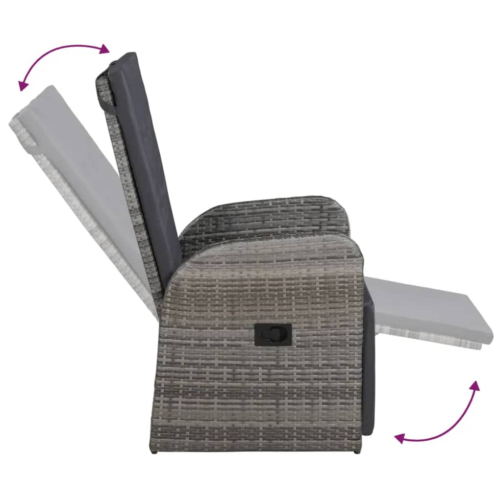 Set da Pranzo da Giardino 7 pz con Cuscini Grigio | homemem39