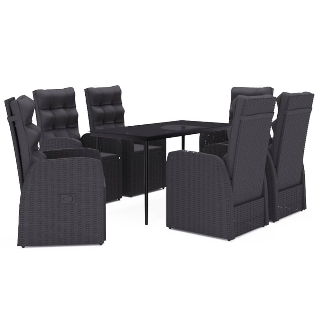 Set da Pranzo da Giardino 7 pz con Cuscini Nero | homemem39