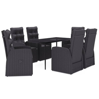 Set da Pranzo da Giardino 7 pz con Cuscini Nero | homemem39