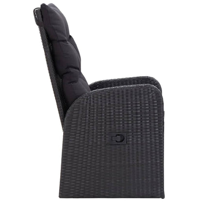 Set da Pranzo da Giardino 7 pz con Cuscini Nero | homemem39