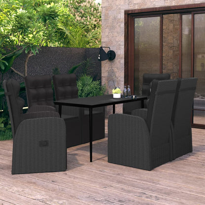 Set da Pranzo da Giardino 7 pz con Cuscini Nero | homemem39