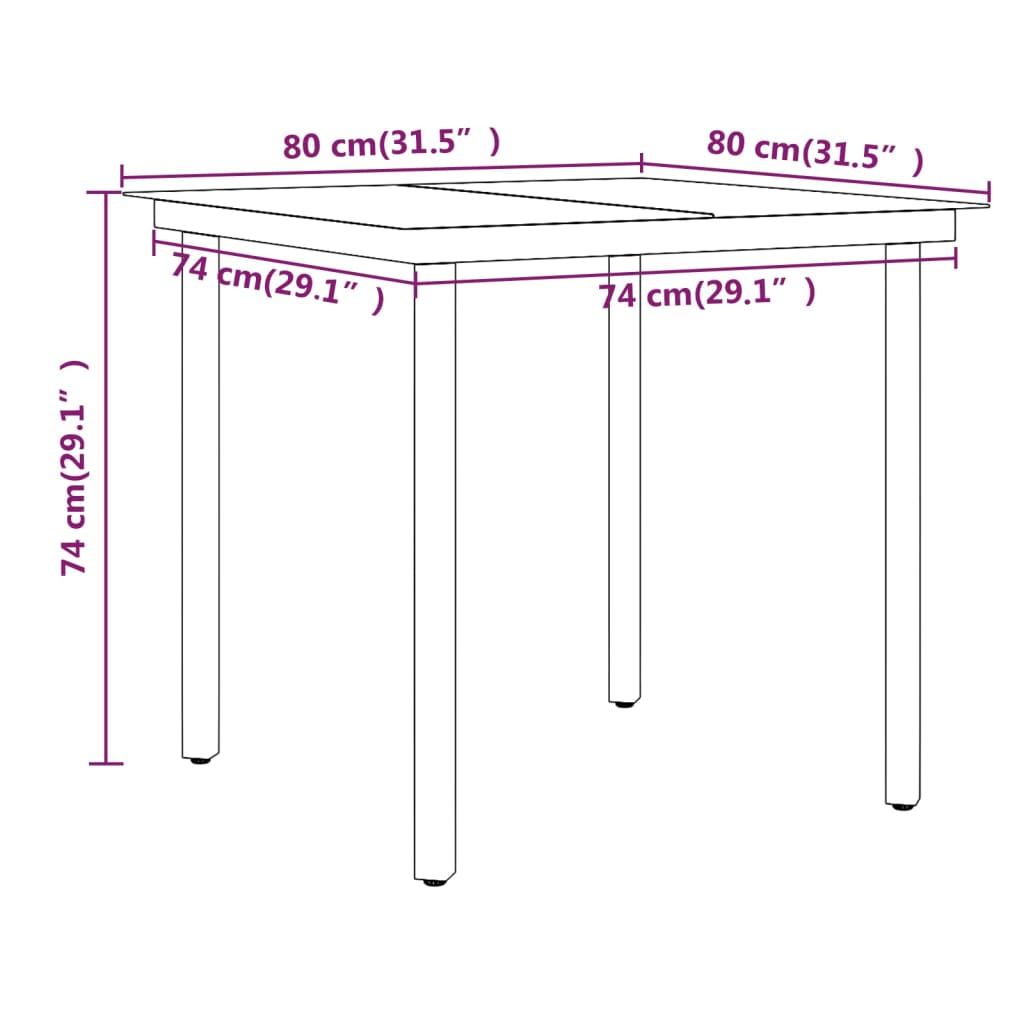 Set da Pranzo da Giardino 3 pz con Cuscini Nero | homemem39