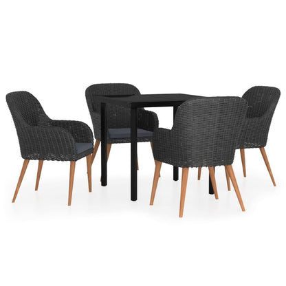 Set da Pranzo da Giardino 5 pz con Cuscini Nero | homemem39