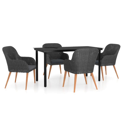 Set da Pranzo da Giardino 5 pz con Cuscini Nero | homemem39
