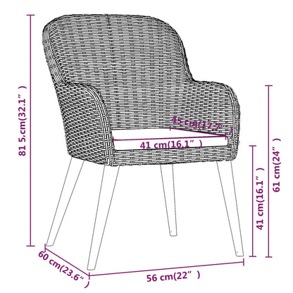 Set da Pranzo da Giardino 5 pz con Cuscini Nero - homemem39