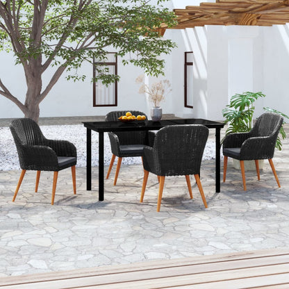 Set da Pranzo da Giardino 5 pz con Cuscini Nero | homemem39