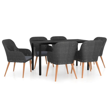 Set da Pranzo da Giardino 7 pz con Cuscini Nero | homemem39