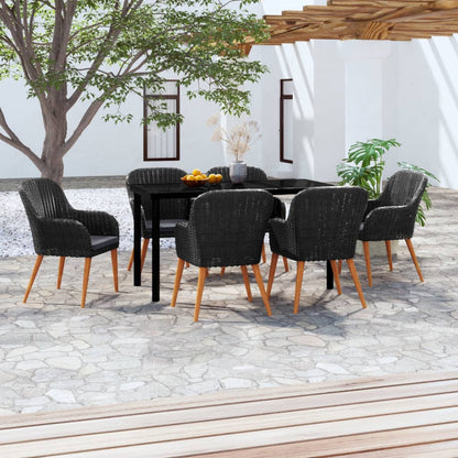 Set da Pranzo da Giardino 7 pz con Cuscini Nero | homemem39