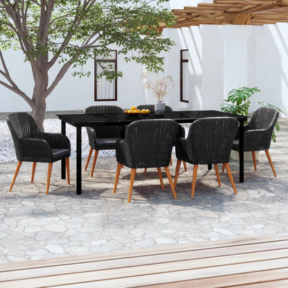 Set da Pranzo da Giardino 7 pz con Cuscini Nero | homemem39