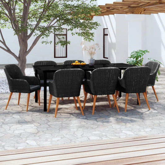 Set da Pranzo da Giardino 9 pz con Cuscini Nero - homemem39