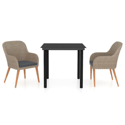 Set da Pranzo da Giardino 3 pz con Cuscini Marrone - homemem39