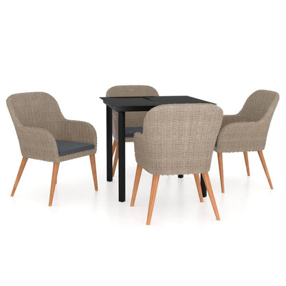 Set da Pranzo da Giardino 5 pz con Cuscini Marrone | homemem39