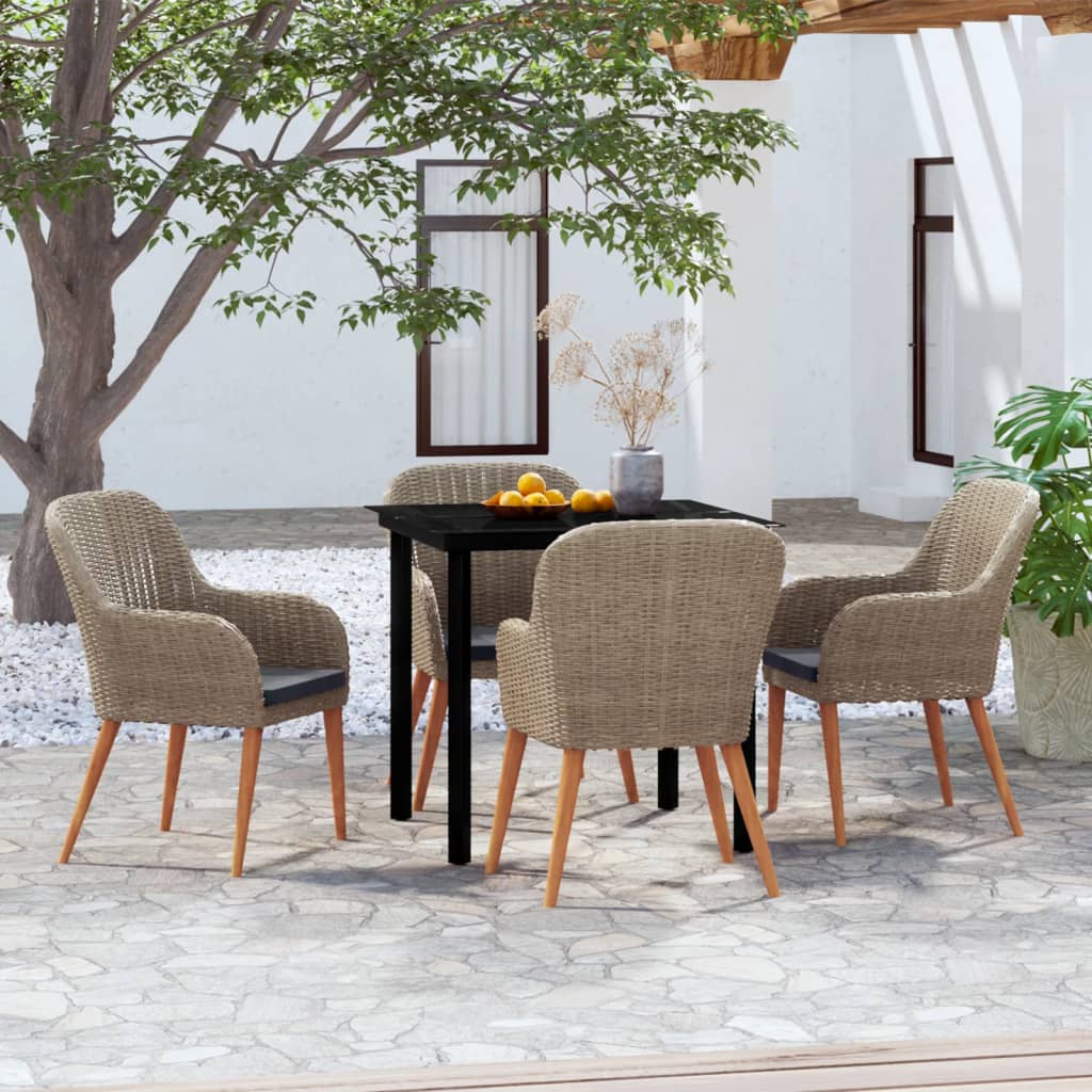 Set da Pranzo da Giardino 5 pz con Cuscini Marrone | homemem39