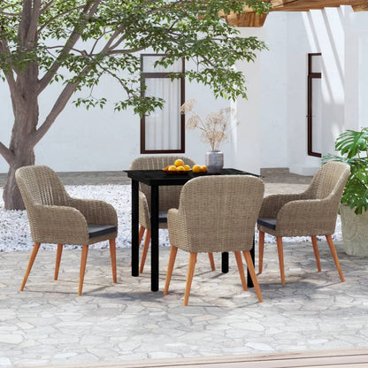 Set da Pranzo da Giardino 5 pz con Cuscini Marrone | homemem39