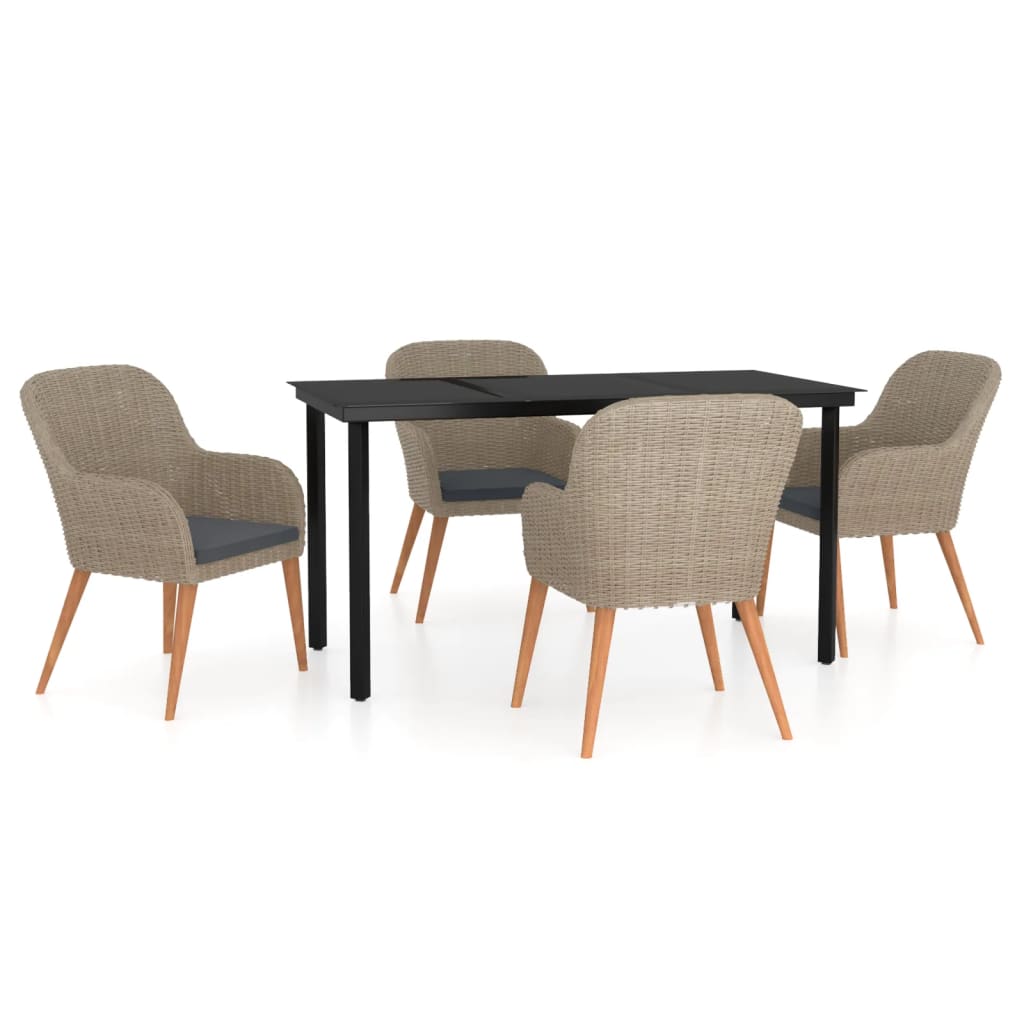 Set da Pranzo da Giardino 5 pz con Cuscini Marrone | homemem39