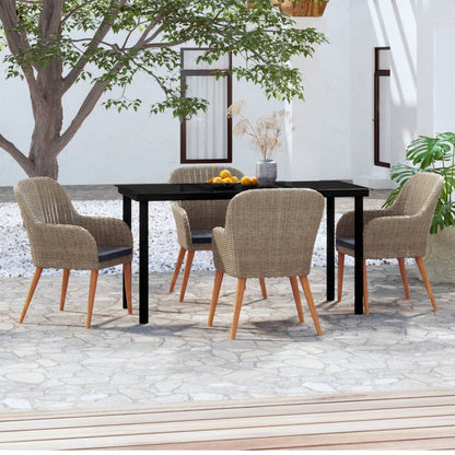 Set da Pranzo da Giardino 5 pz con Cuscini Marrone | homemem39