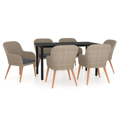 Set da Pranzo da Giardino 7 pz con Cuscini Marrone | homemem39