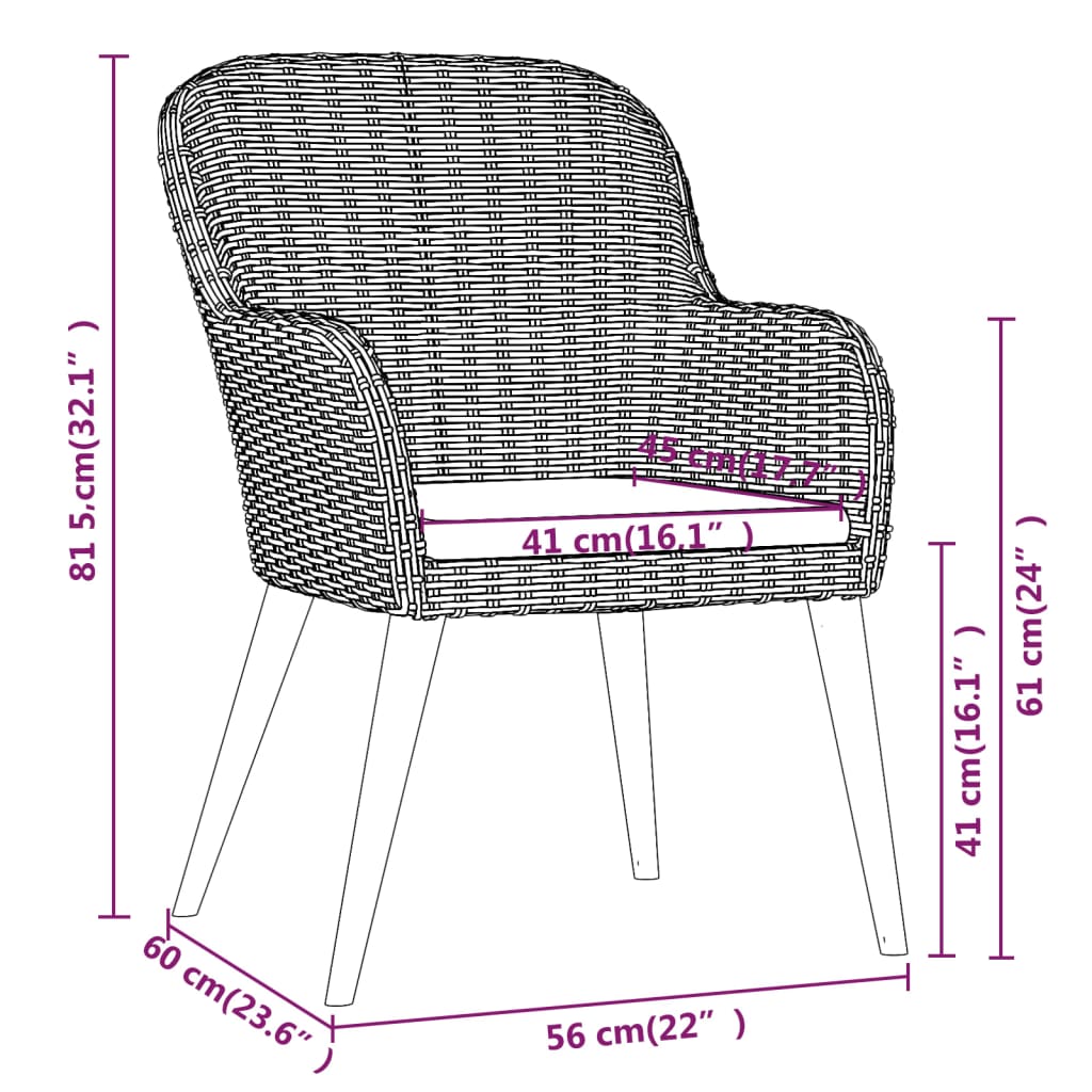 Set da Pranzo da Giardino 7 pz con Cuscini Marrone | homemem39