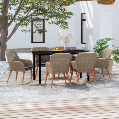 Set da Pranzo da Giardino 7 pz con Cuscini Marrone | homemem39