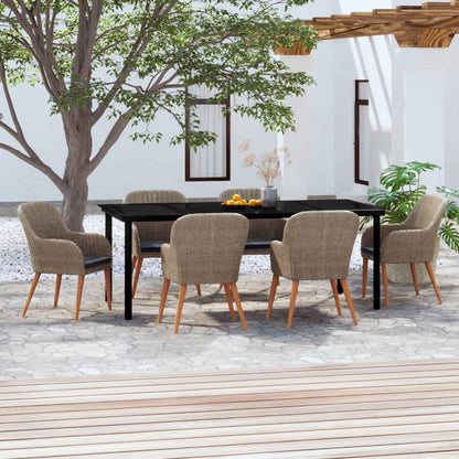 Set da Pranzo da Giardino 7 pz con Cuscini Marrone | homemem39