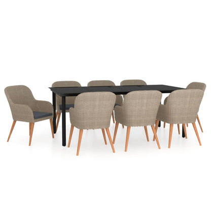 Set da Pranzo da Giardino 9 pz con Cuscini Marrone | homemem39