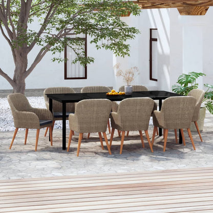 Set da Pranzo da Giardino 9 pz con Cuscini Marrone | homemem39