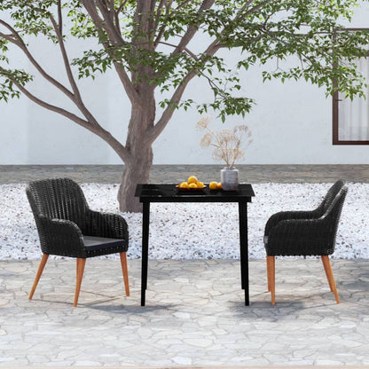 Set da Pranzo da Giardino 3 pz con Cuscini Nero | homemem39