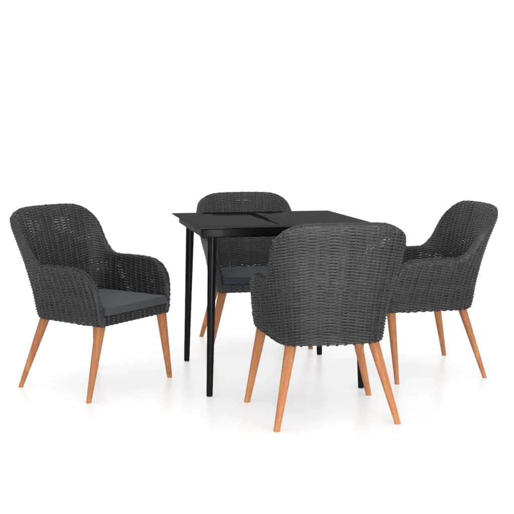 Set da Pranzo da Giardino 5 pz con Cuscini Nero | homemem39
