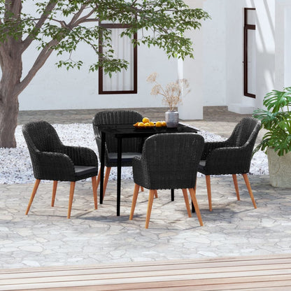 Set da Pranzo da Giardino 5 pz con Cuscini Nero | homemem39