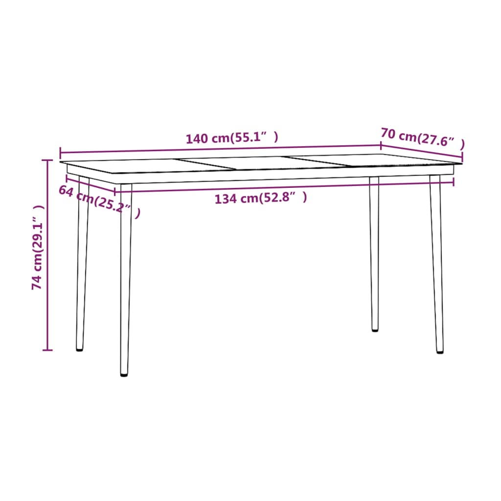 Set da Pranzo da Giardino 5 pz con Cuscini Nero | homemem39