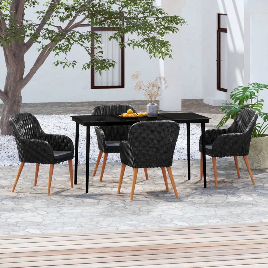 Set da Pranzo da Giardino 5 pz con Cuscini Nero | homemem39
