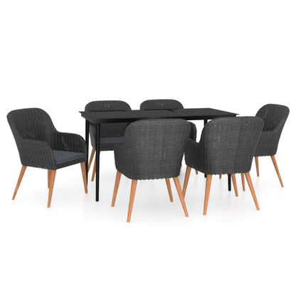 Set da Pranzo da Giardino 7 pz con Cuscini Nero | homemem39