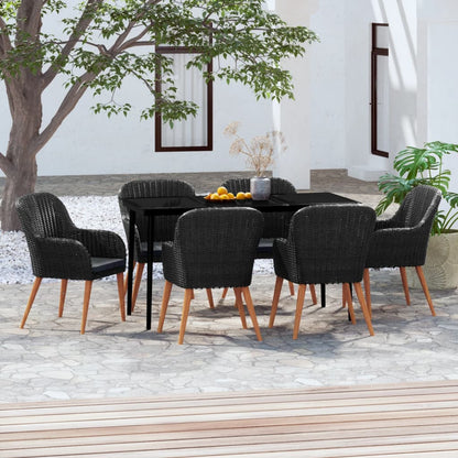 Set da Pranzo da Giardino 7 pz con Cuscini Nero | homemem39