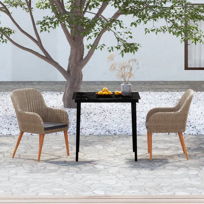 Set da Pranzo da Giardino 3 pz con Cuscini Marrone | homemem39