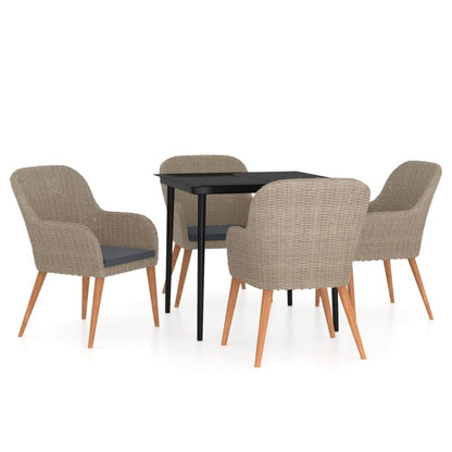 Set da Pranzo da Giardino 5 pz con Cuscini Marrone | homemem39